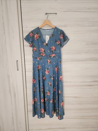 Vestido floral azul mujer