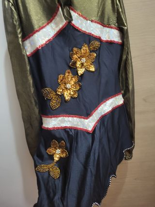 Maillot rítmica niña - negro y dorado