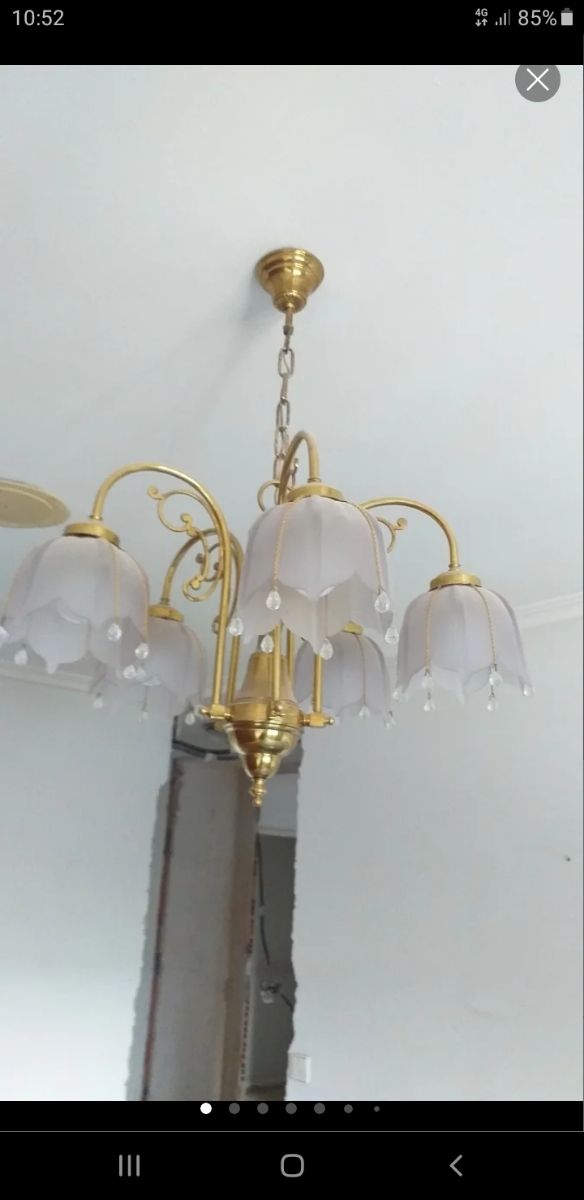 Lamparas bronce y cristal vintage