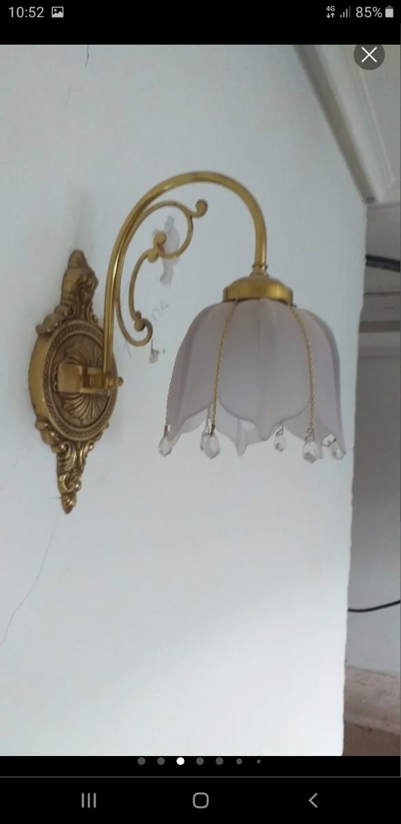 Lamparas bronce y cristal vintage