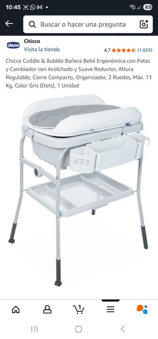 Cambiador Chicco + bañera+organizador: Como nuevo