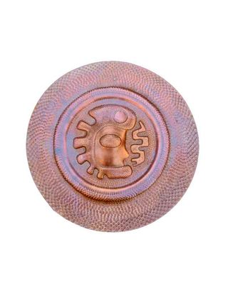 PLATO ETNICO DE COBRE REPUJADO DISEÑO PRECOLOMBINO