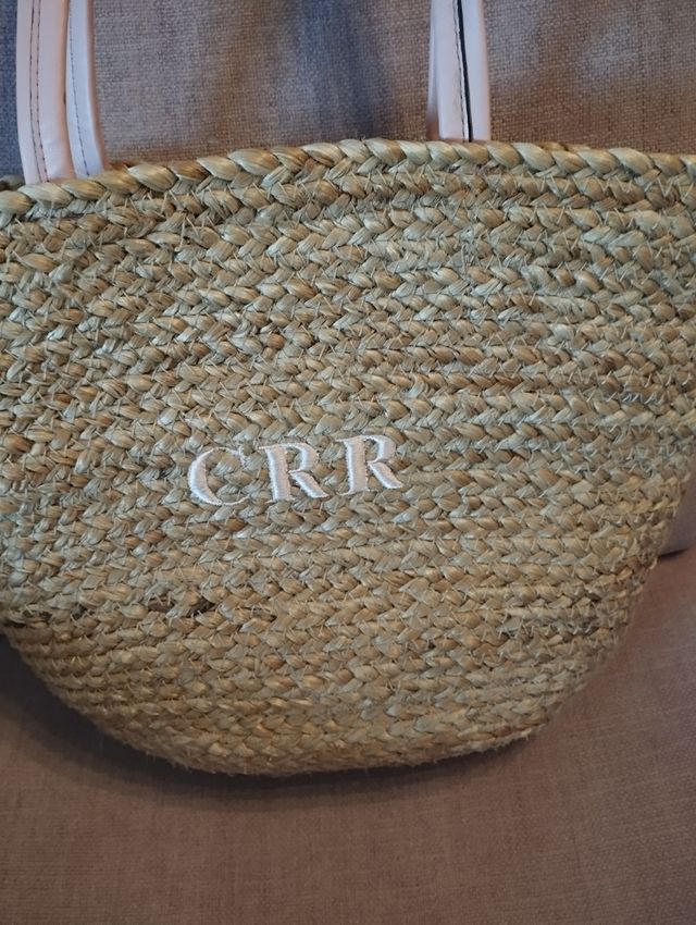 Capazo rafia asas rosas