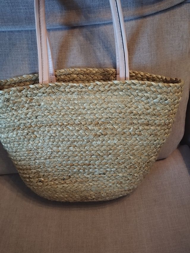 Capazo rafia asas rosas