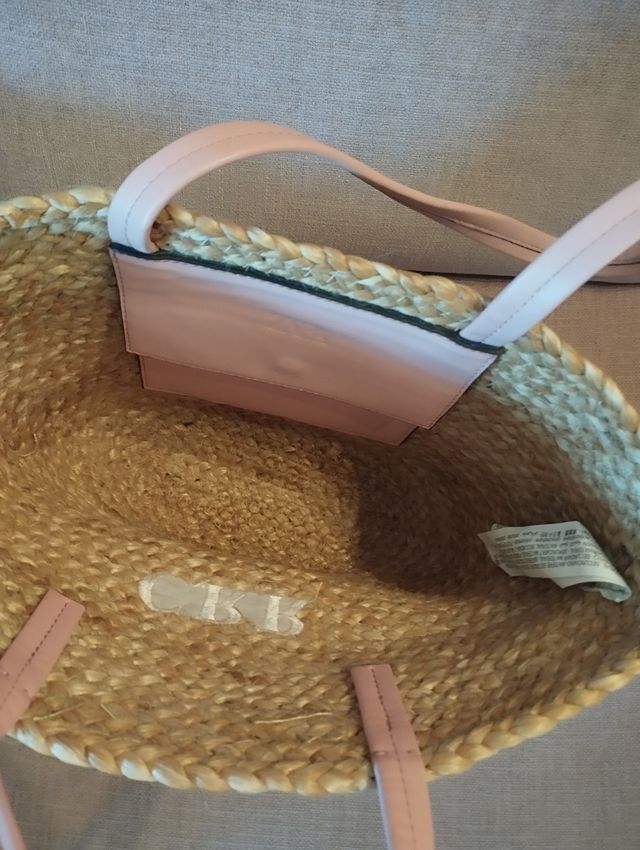 Capazo rafia asas rosas