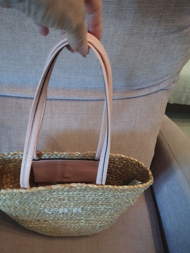 Capazo rafia asas rosas