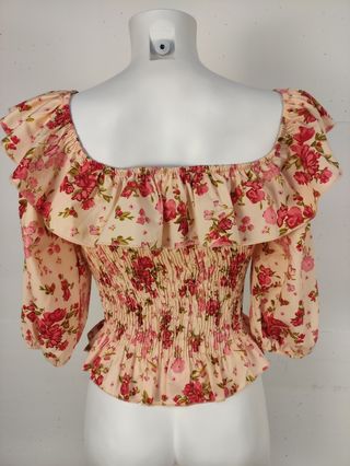 Top Zuiki fiori beige rosa