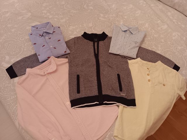 4 camisas niño+1 chaqueta punto.