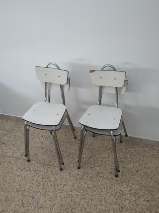 4 Sillas vintage metal blanco