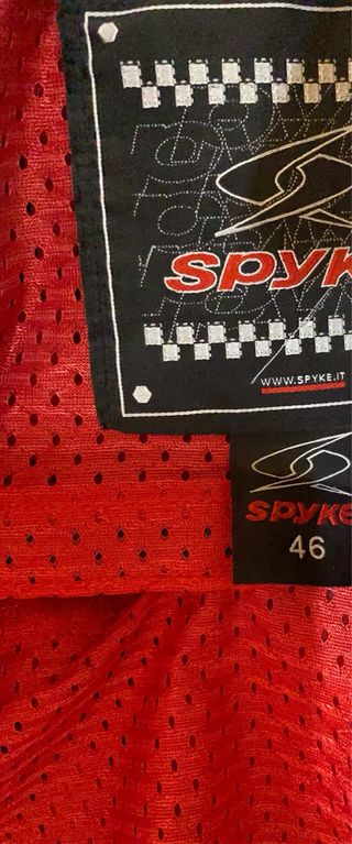 Chaqueta moto Spyke cuero blanca-roja