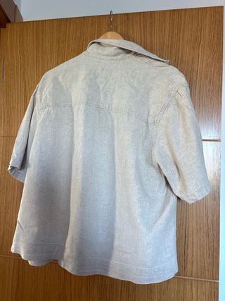 Camisa lino Zara L beige