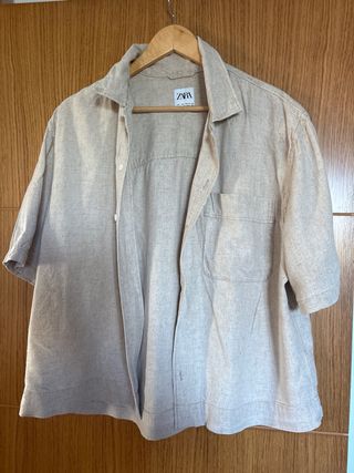 Camisa lino Zara L beige