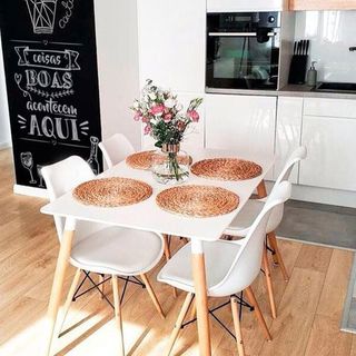 Mesa Comedor + 4 Sillas Blancas