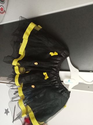 Falda tutu niña pirata negra y amarilla