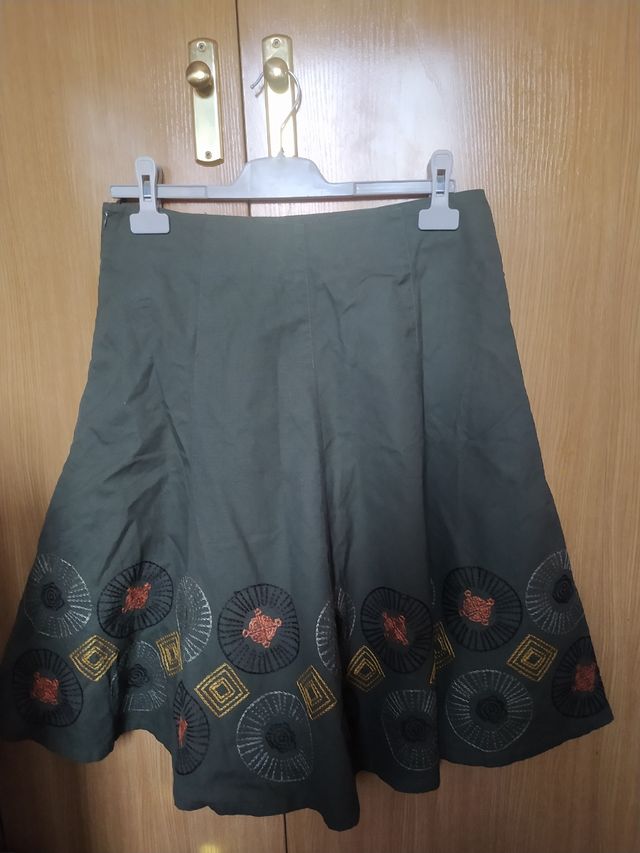 Falda Vero Moda L - Bordada Verde