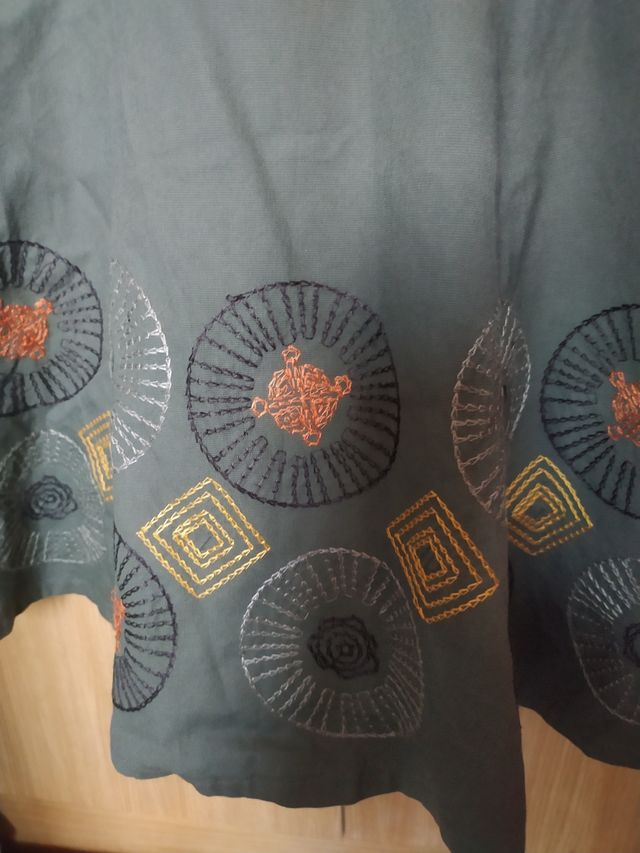 Falda Vero Moda L - Bordada Verde