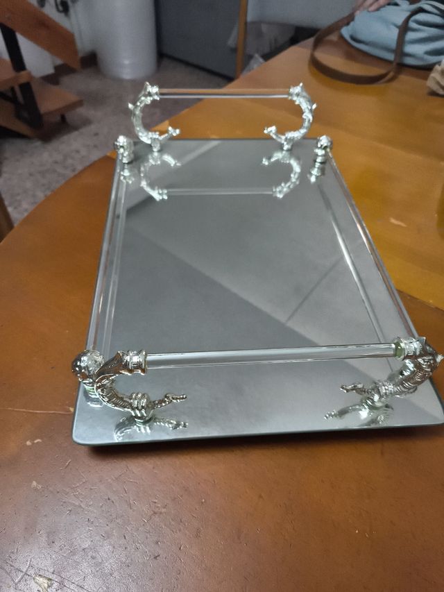 Bandeja espejo plata - Decoración