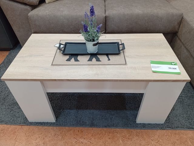 Mesa centro elevable Elise - Gris/Blanco