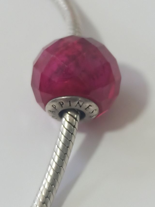 Pulsera Pandora plata - roja 19 cm