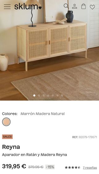 Aparador Sklum Reyna - Ratán y Madera