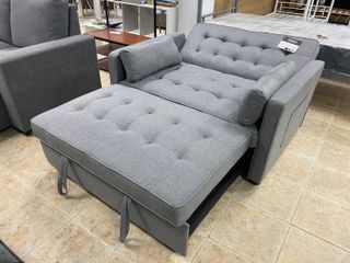 Sofá cama 2 plazas gris -Respaldos reclinables-