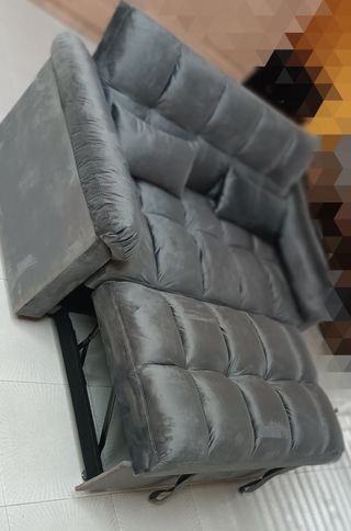 Sofá cama terciopelo gris