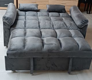 Sofá cama terciopelo gris
