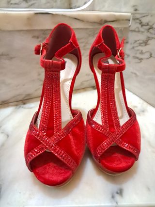 Sandalias rojas de tacón alto para fiesta Talla 36