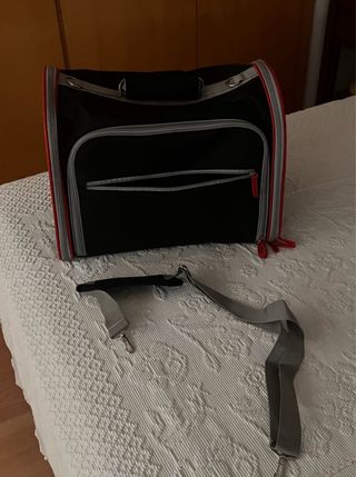 Transportín mascotas 5kg - Negro/Rojo