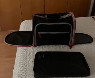 Transportín mascotas 5kg - Negro/Rojo