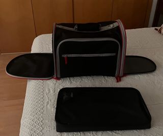 Transportín mascotas 5kg - Negro/Rojo