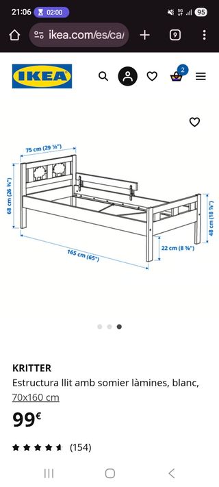 Cama kritter de IKEA - con barrera colchón sábanas
