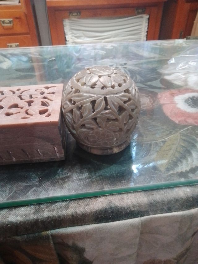 3 Cajas piedra tallada