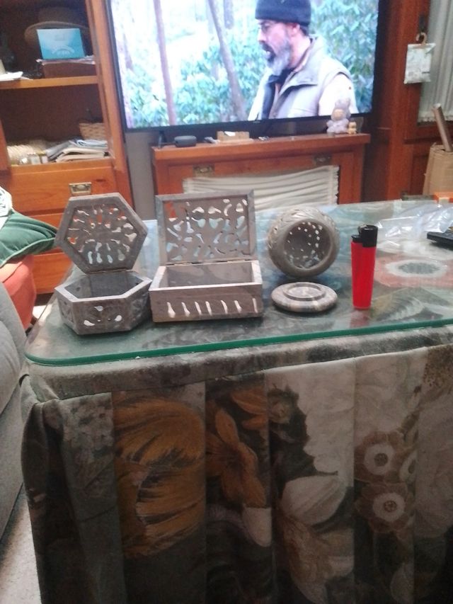 3 Cajas piedra tallada