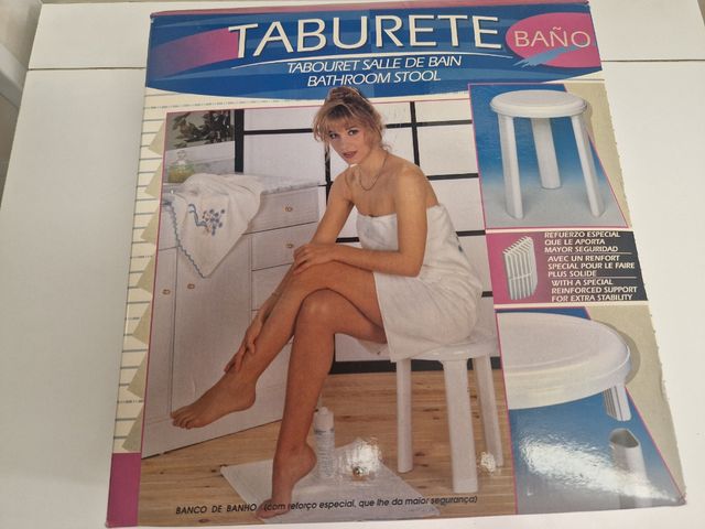 Taburete alto de plástico blanco, desmontable .