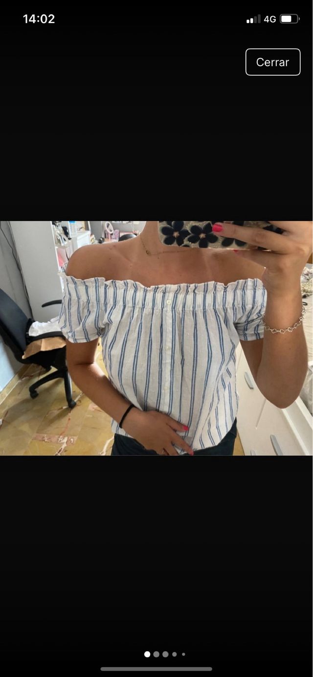 Top estilo ibicenco - Verde oliva y blanco