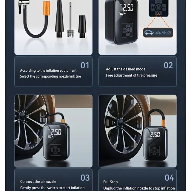 Gonfiatore portatile digitale per compressore d'aria