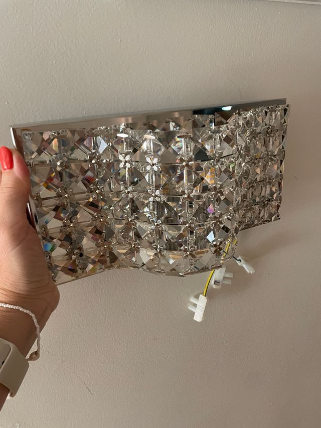 2 lámparas pared cristal metal