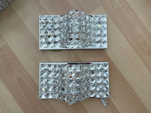 2 lámparas pared cristal metal