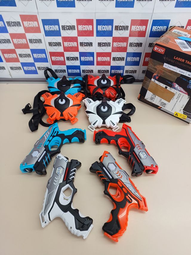 ✅ Jogo de pistola laser OKKIDY x4, jogo para 4 crianças, 6+ anos de idade.