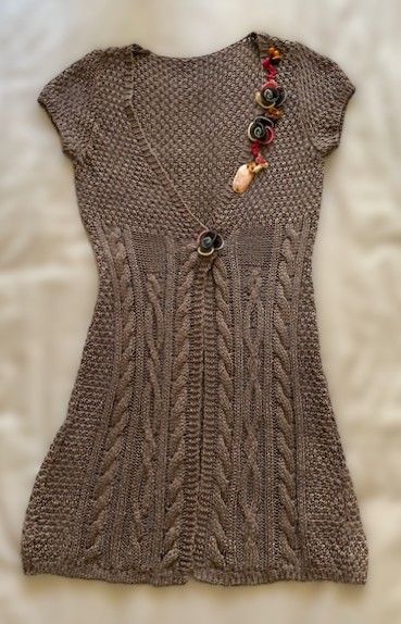 Cardigan lungo, in cotone lavorato a mano - Tg M