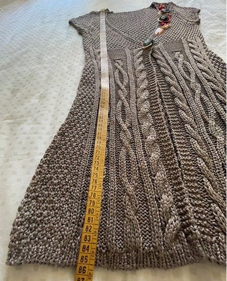 Cardigan lungo, in cotone lavorato a mano - Tg M