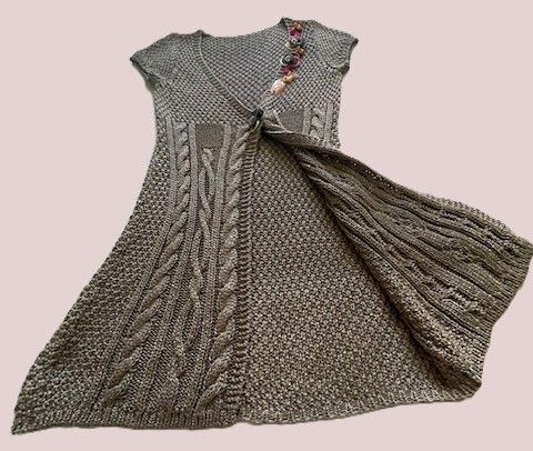 Cardigan lungo, in cotone lavorato a mano - Tg M