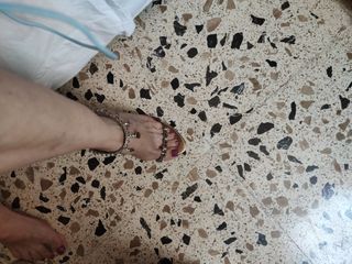 Sandalias tacón dorado mujer