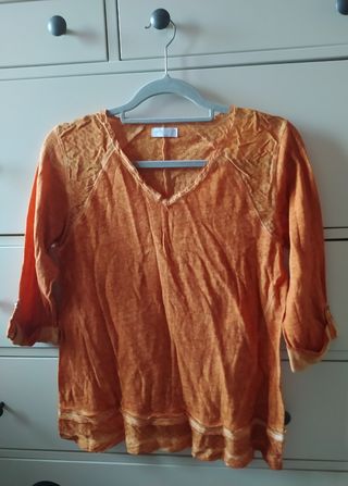 Camiseta Viriato el Corte Ingles manga 3/4 naranja