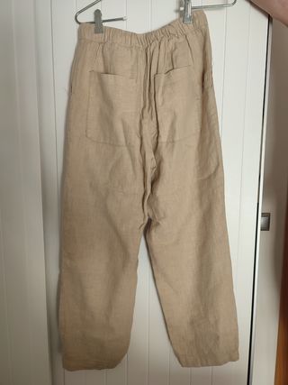 Pantalón Lino Beige Zara