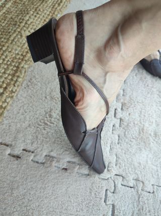 Zapatos tacón piel marrones - Talla 38