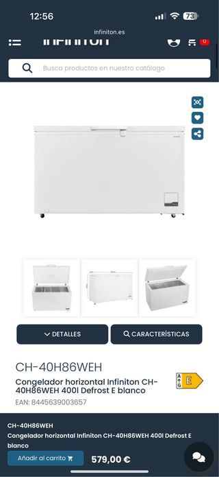 Congelador horizontal Infiniton CH-40H86WEH