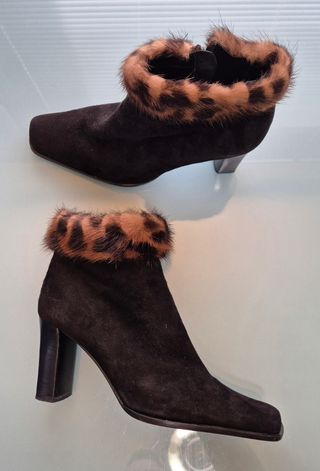 Botas tacon Mima Venecia Piel Marrón-Negro 37