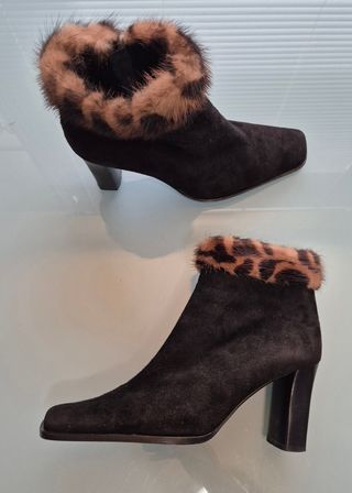 Botas tacon Mima Venecia Piel Marrón-Negro 37